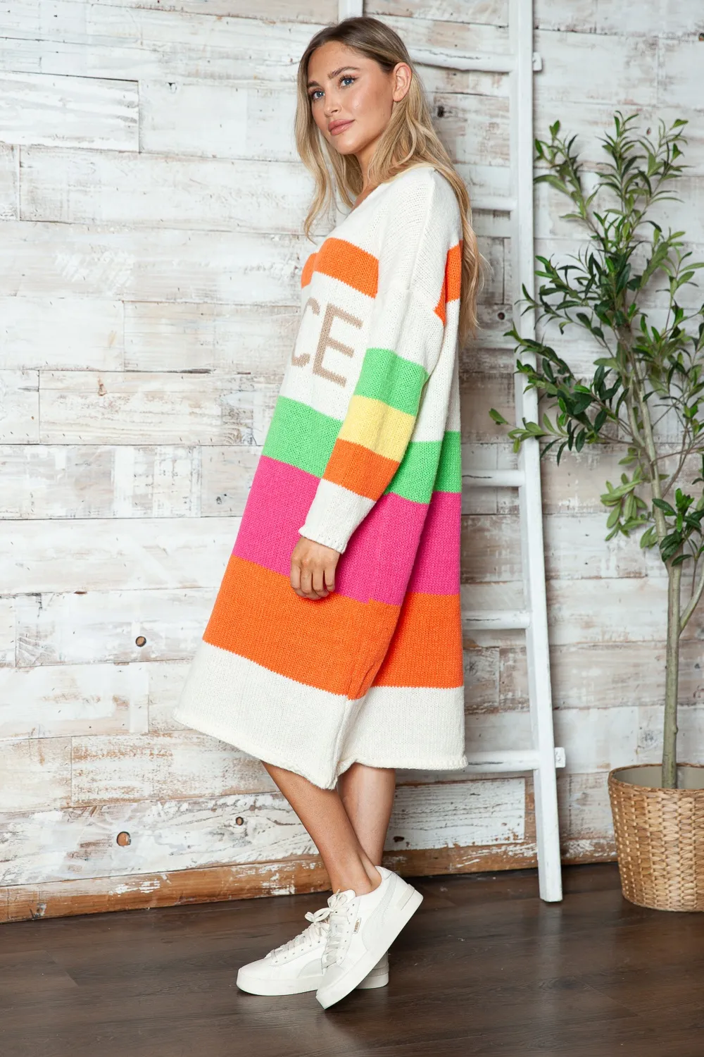 Color Block V-Neck Long Sleeve Sweater Dress, image 23