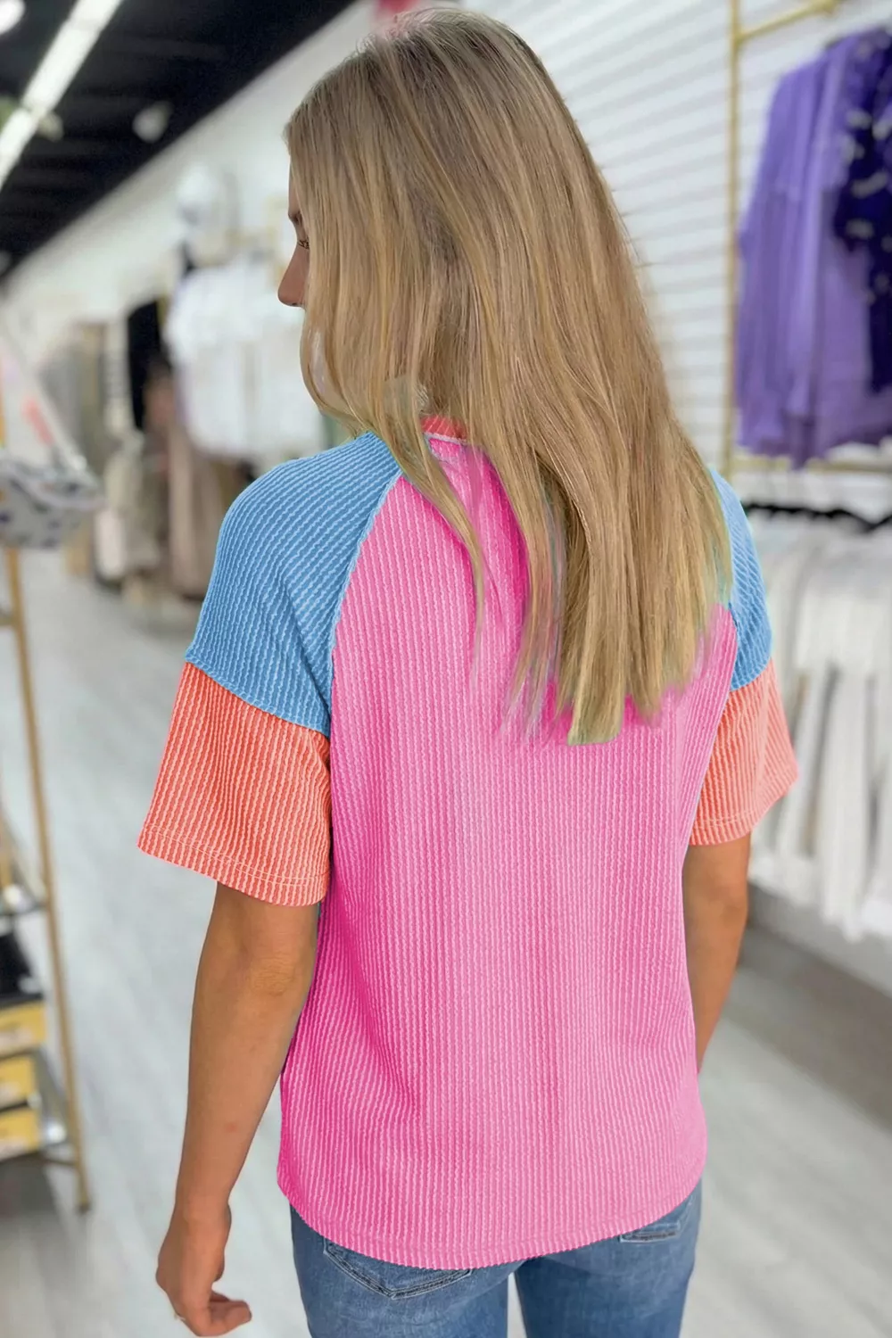 Color Block Twisted Ribbed Tee, image 4