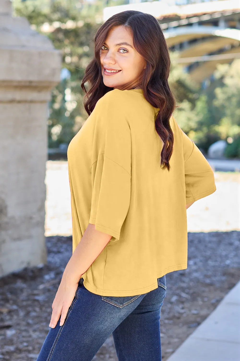 Bamboo Full Size Round Neck Drop Shoulder T-Shirt, image 17