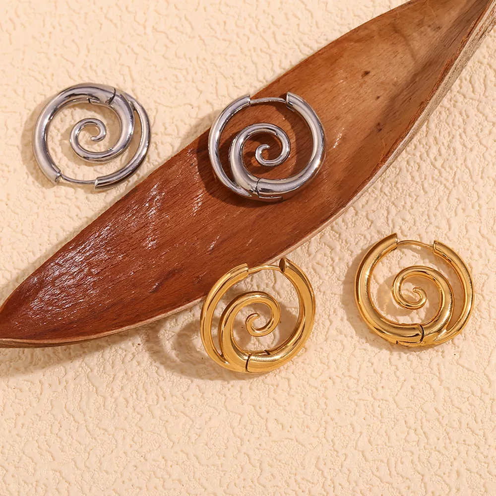 Stainless Steel Spiral Hoop Earrings, image 5
