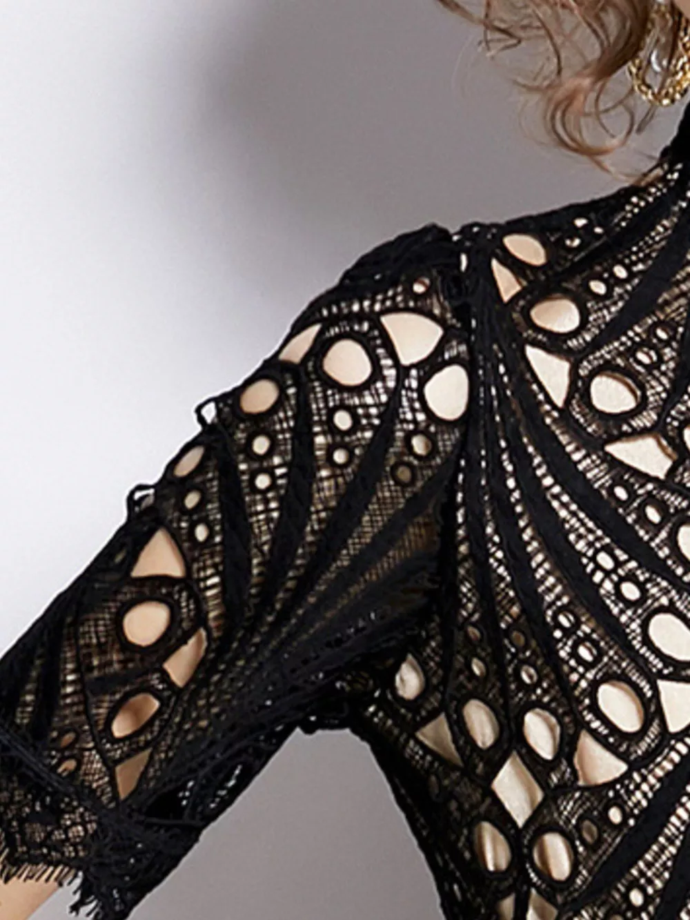 Full Size Lace Short Sleeve Midi Dress Plus Size, image 4