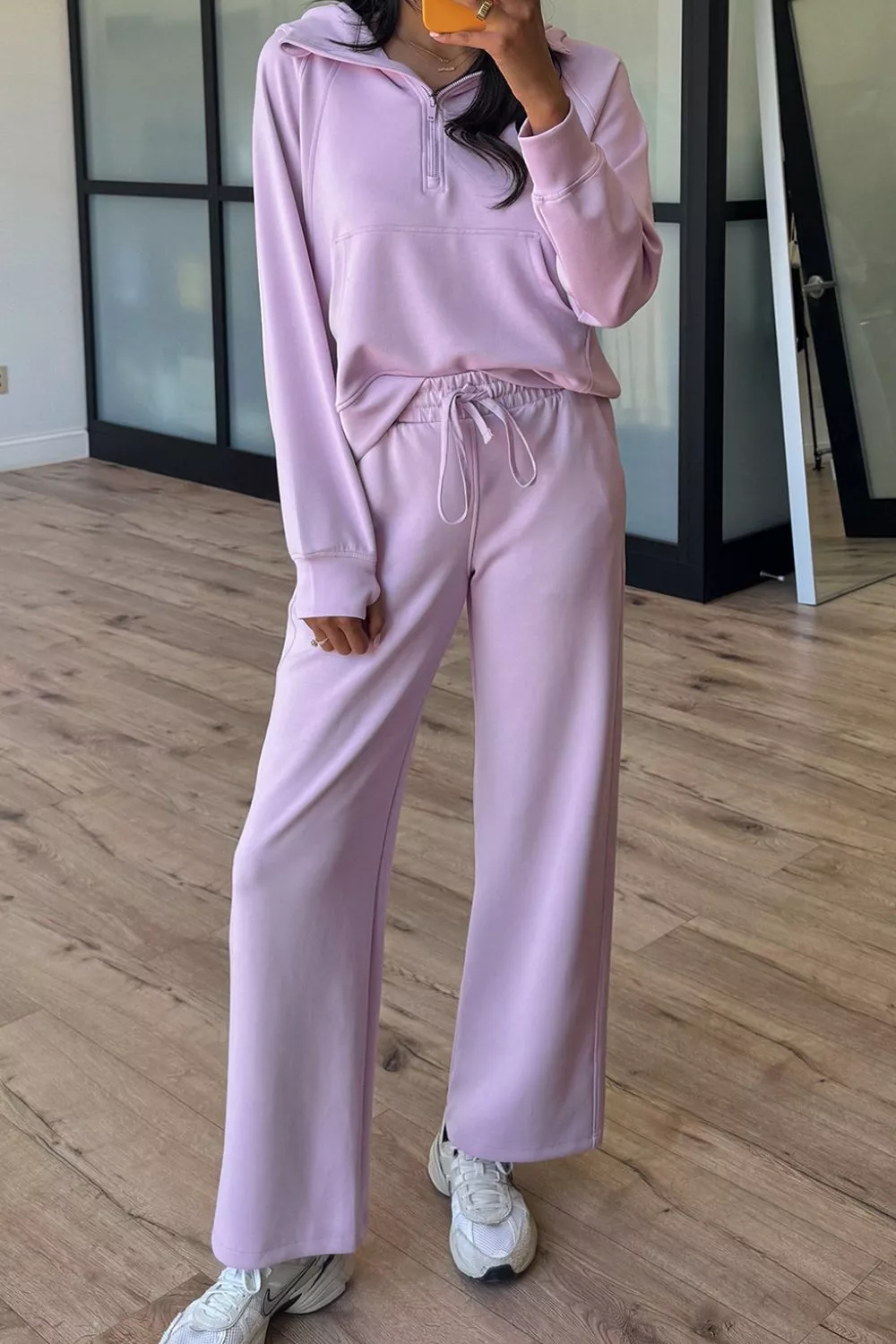 Half Sleeve Kangaroo Pocket Hoodie and Pants Set, image 5