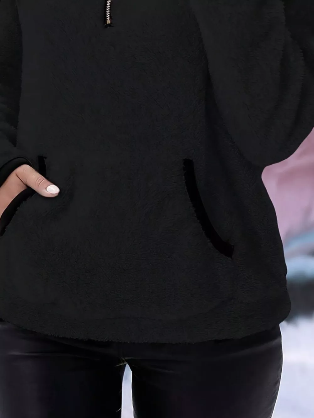 Full Size Cozy Fleece Quarter Zip Long Sleeve Sweatshirt Plus Size, image 29