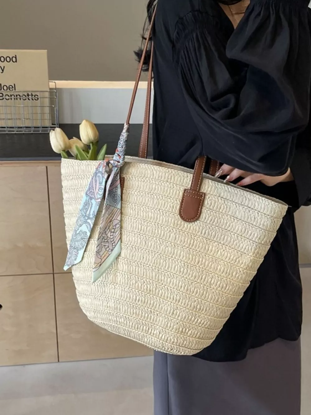 Woven Straw Shoulder Bag, image 7