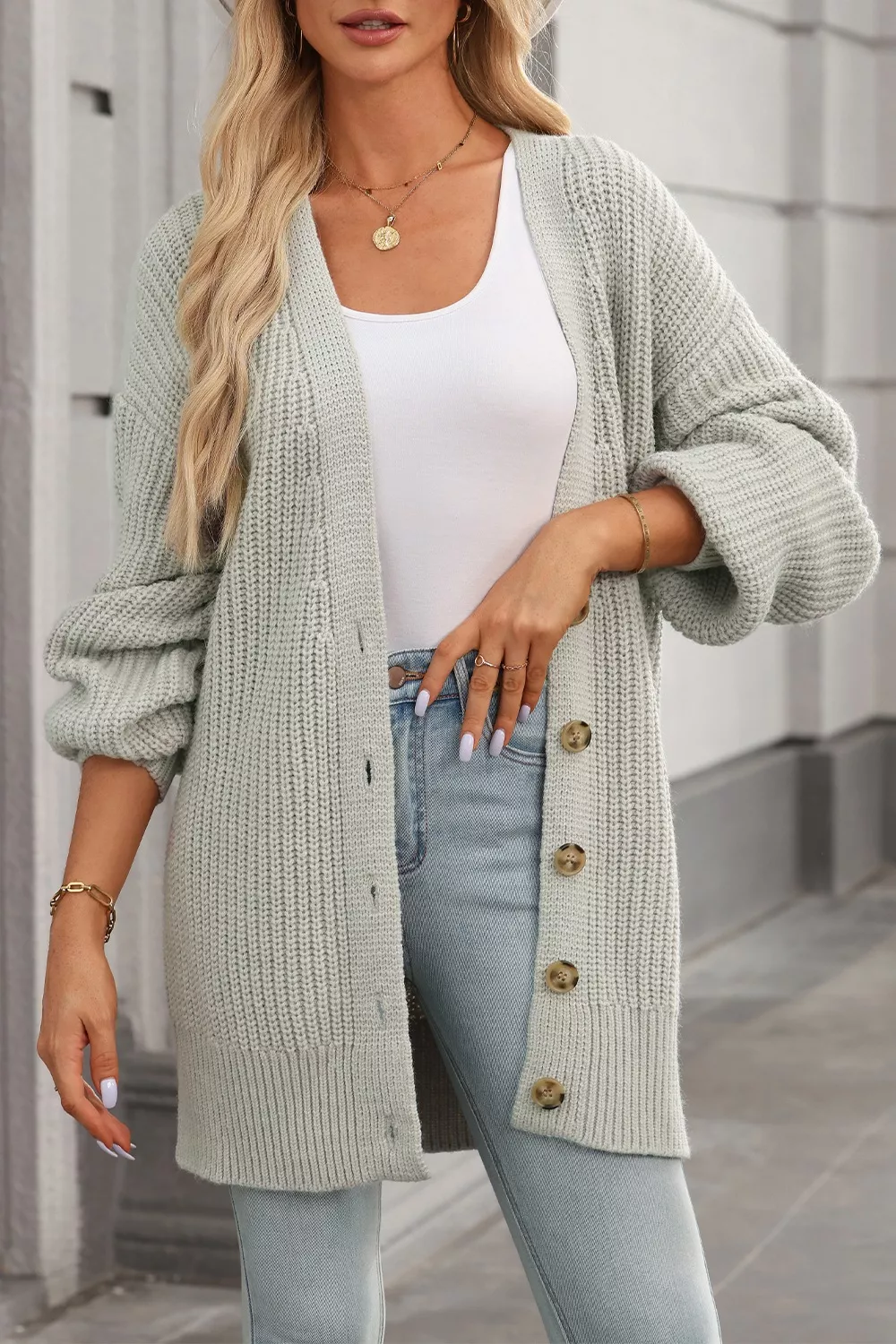 Chunky Knit Button-Down Cardigan, image 22