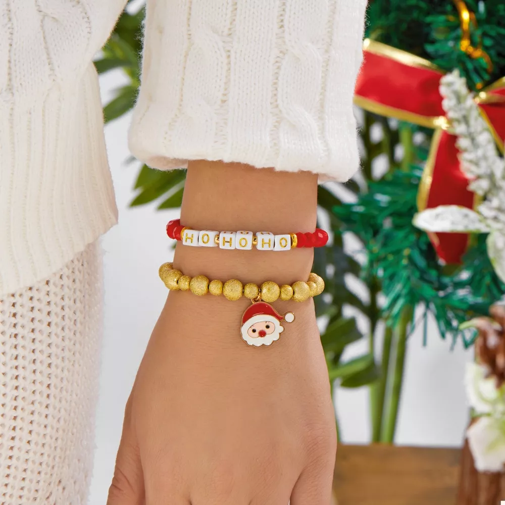 2 Piece Christmas Santa Beaded Bracelet, image 6
