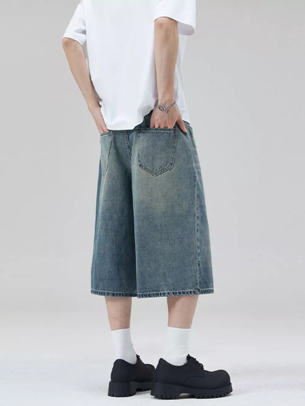 Men's Wide-Leg Denim Shorts, image 8