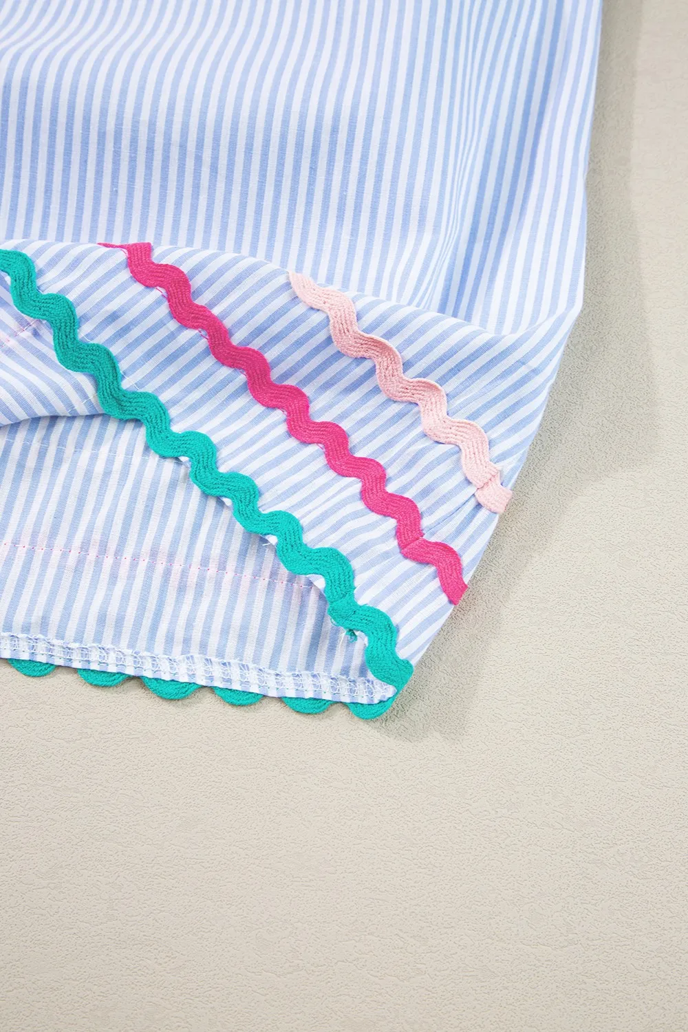 Striped Notched Short Sleeve Blouse, image 11