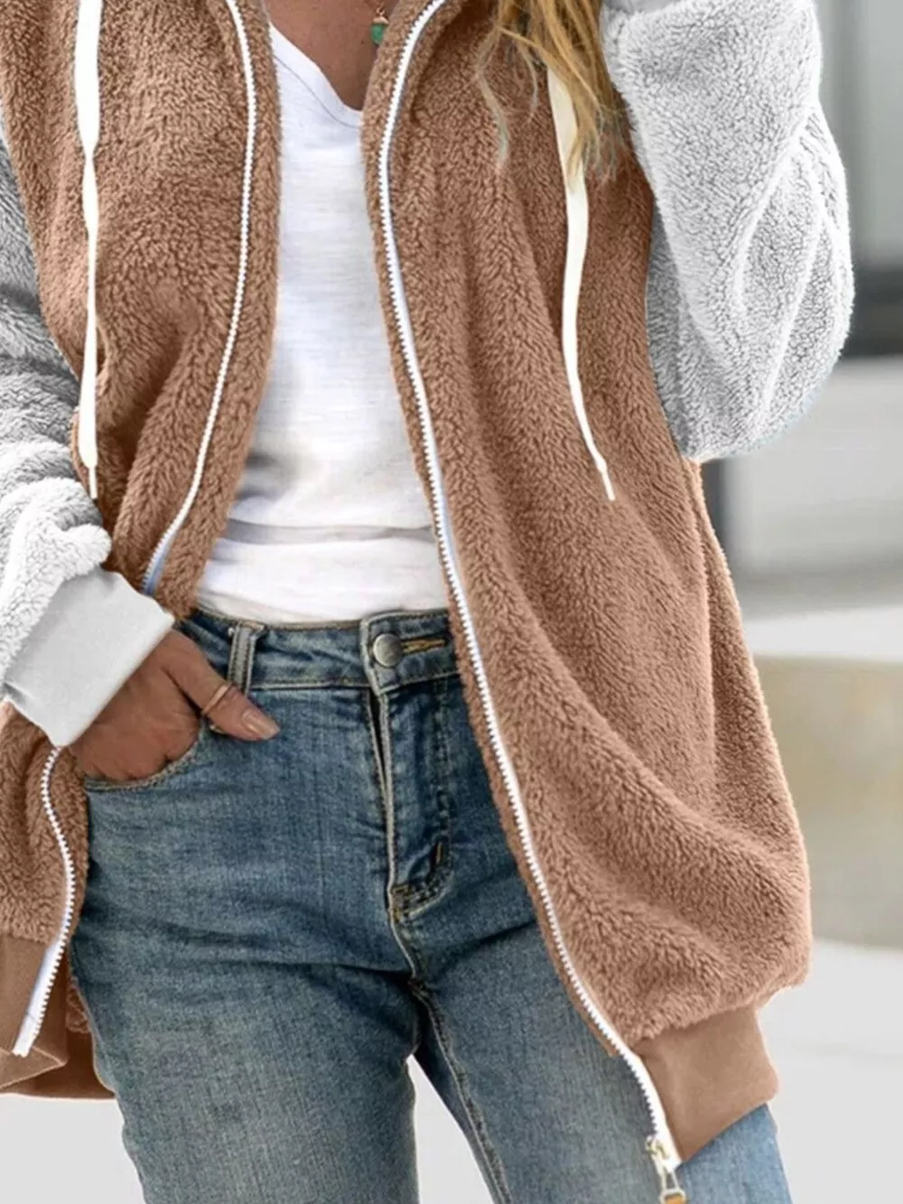 Full Size Fleece Zip-Up Hooded Outerwear Plus Size, image 14