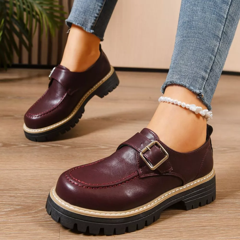 Round Toe Buckle Loafers, image 12