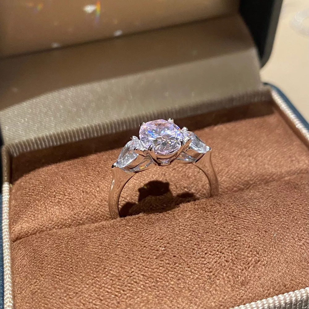 925 Sterling Silver Oval Cut Diamond Ring, image 4