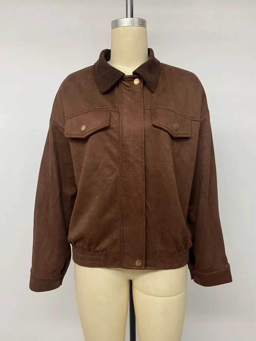 Corduroy Collar Zip-Up Jacket, image 13