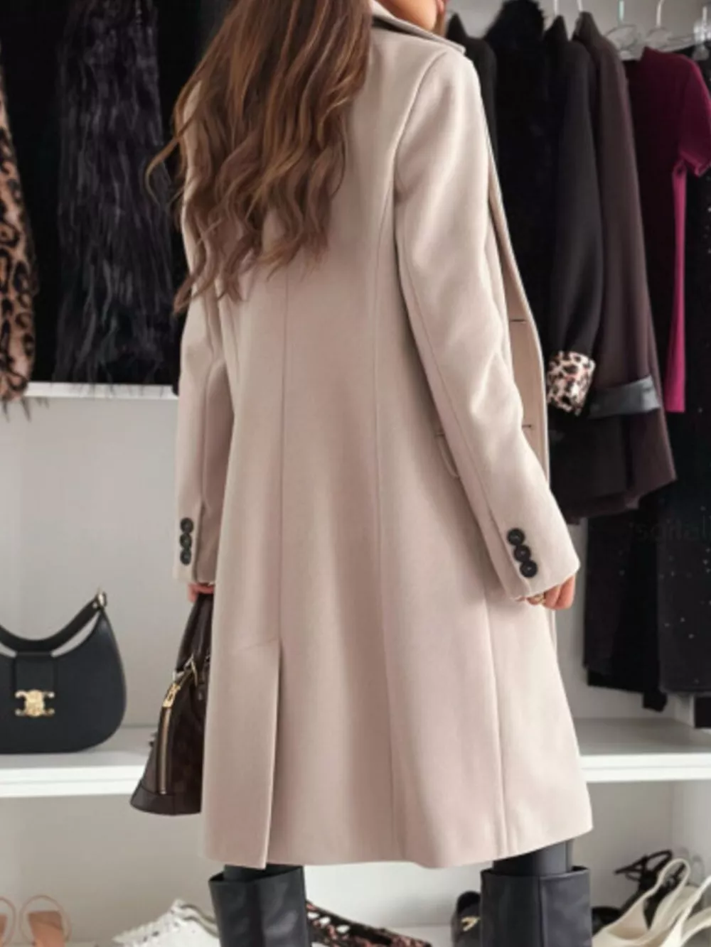 Lapel Collar Long Sleeve Coat, image 12