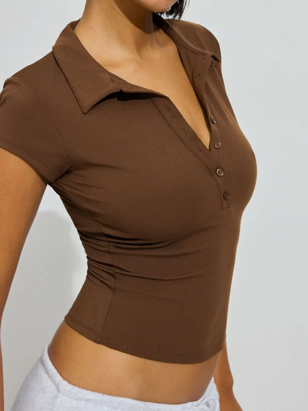 Collared Neck Short Sleeve Top, image 2