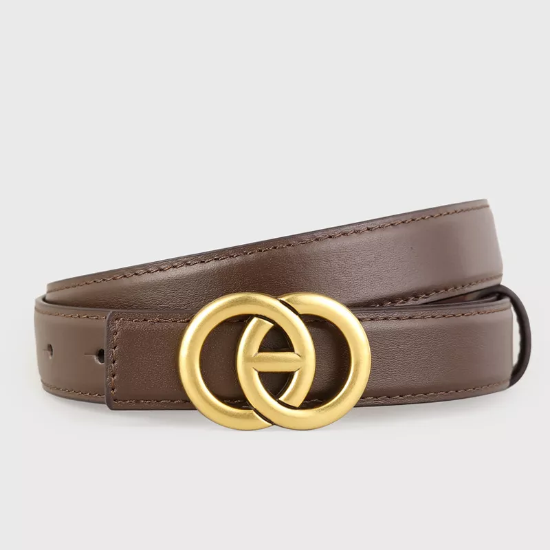 Double Circle Buckle Leather Belt, image 5