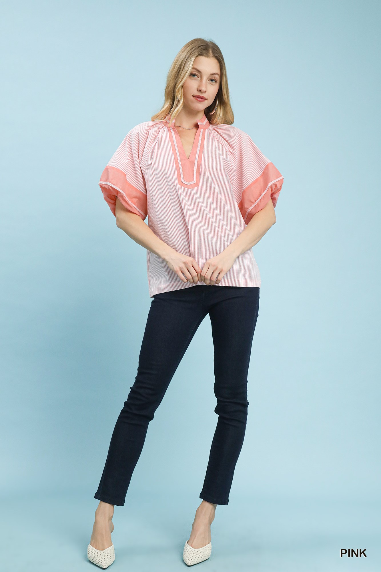 Striped Mixed Puff Sleeve Blouse, image 5