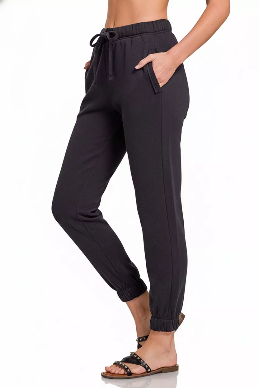 Fleece Drawstring Joggers With Pocket, image 3
