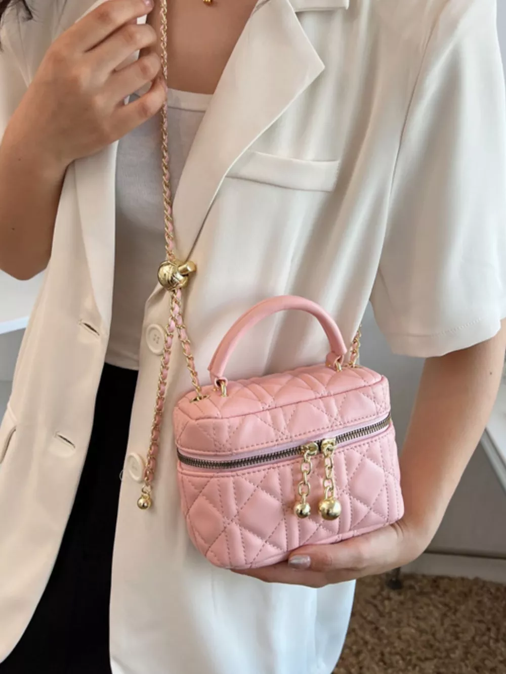 Quilted Top Handle Crossbody Bag, image 3