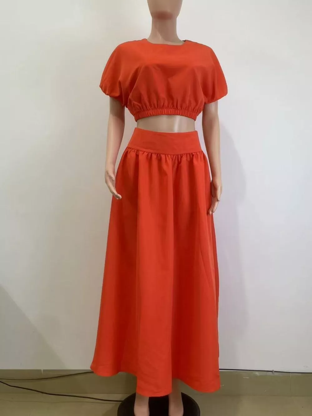 Short Sleeve Crop Top and Skirt Set, image 4