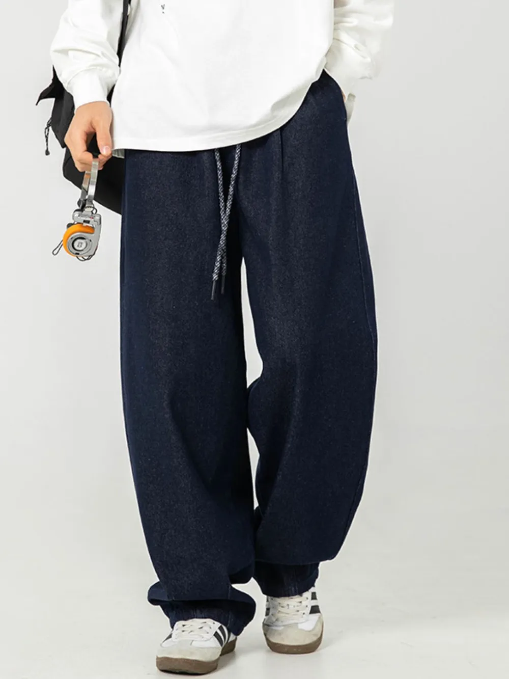 Men's Plus Size Drawstring Loose Fit Jeans, image 3