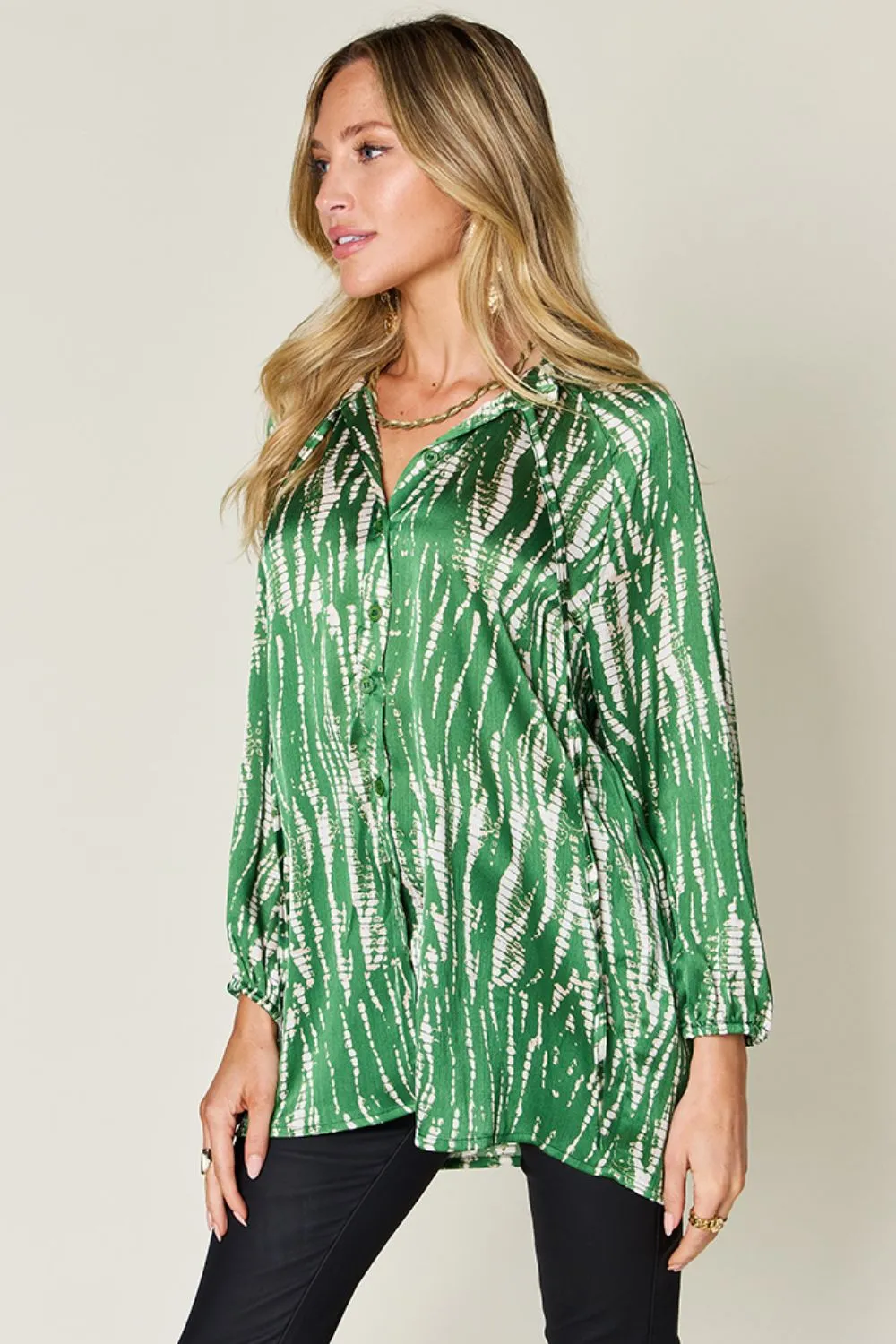 Full Size Printed Button Up Long Sleeve Shirt, image 23
