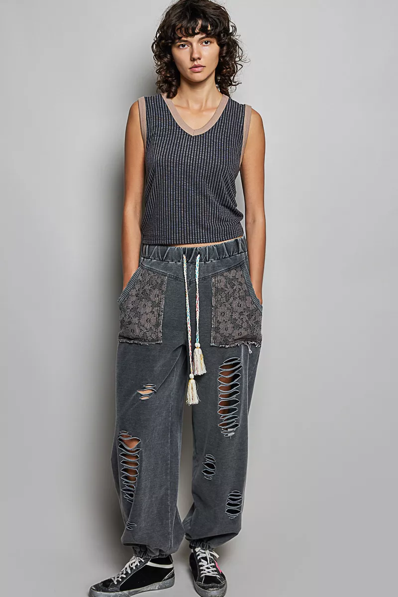 V-Neck Contrast Ribbed Sleeveless Tank, image 5