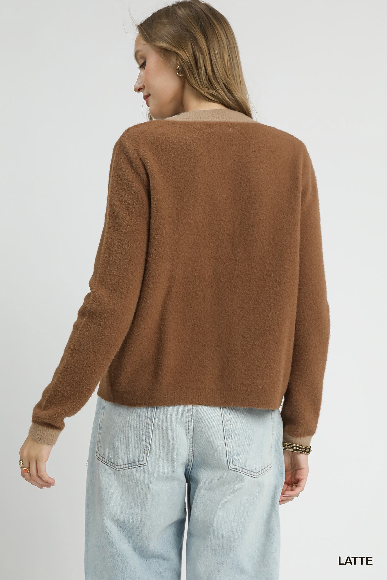 Two-Tone Button Front Cardigan, image 3