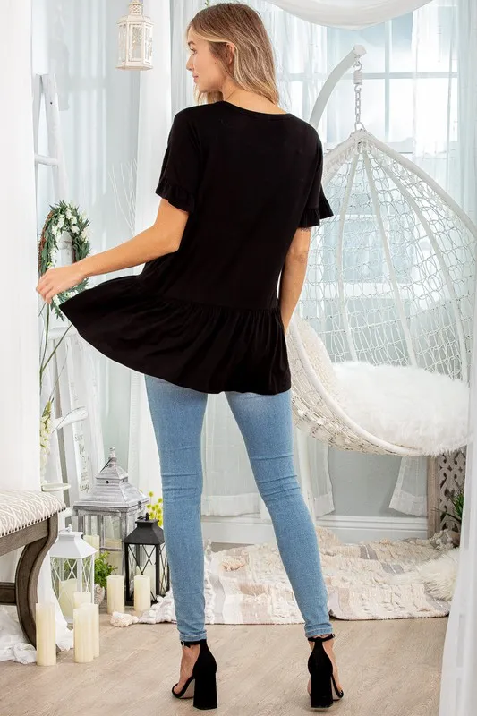 Full Size Ruffled V-Neck Short Sleeve Blouse Plus Size, image 14