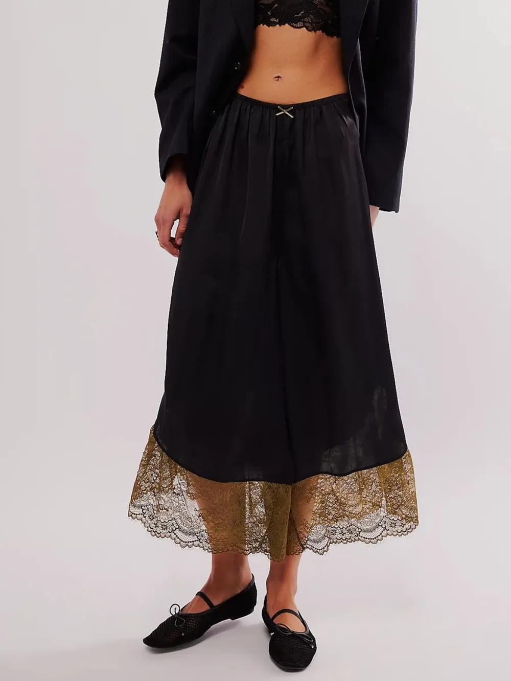 Lace Detail Wide Leg Pants
