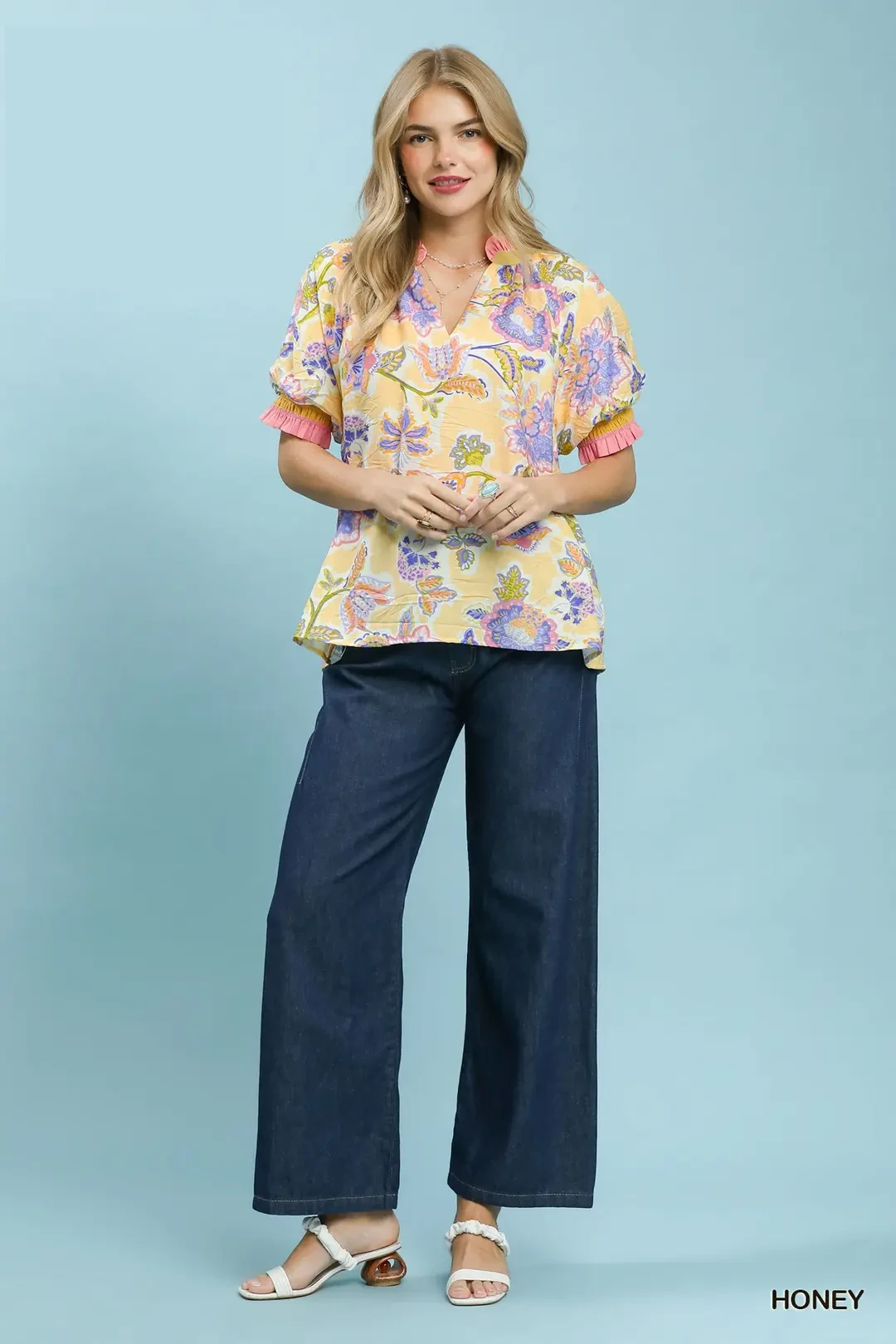 Floral Print Ruffled Short Sleeve Top, image 4