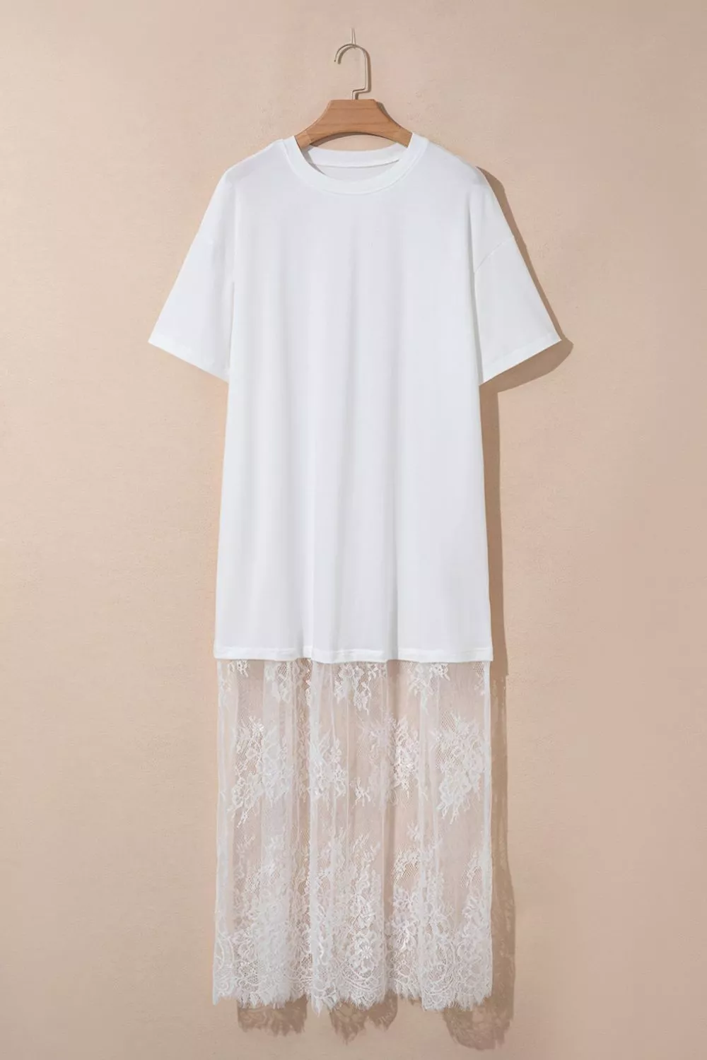 Lace Patchwork Casual T-Shirt Dress, image 10