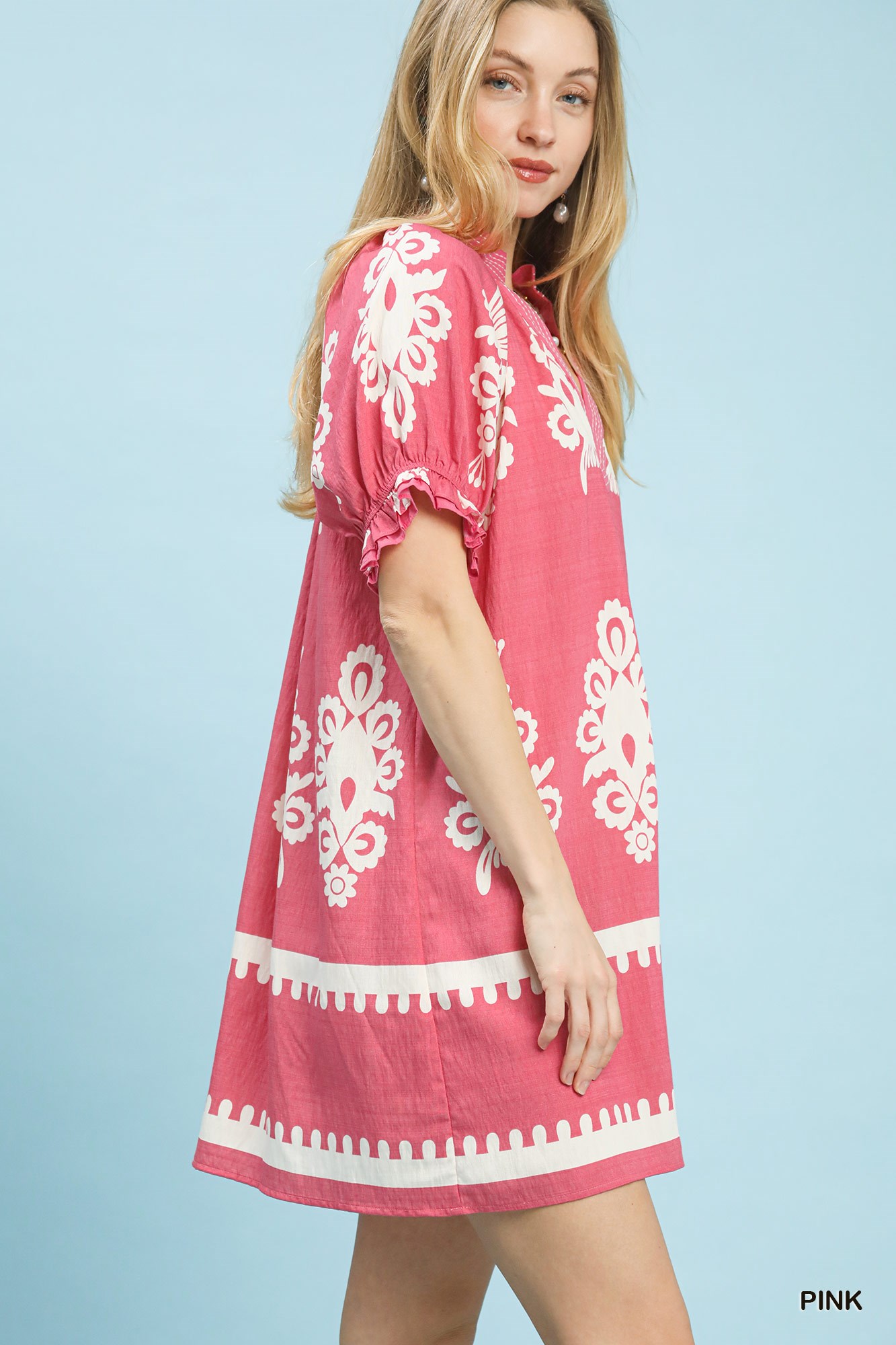 Two Tone Border Print Mini Dress, image 2