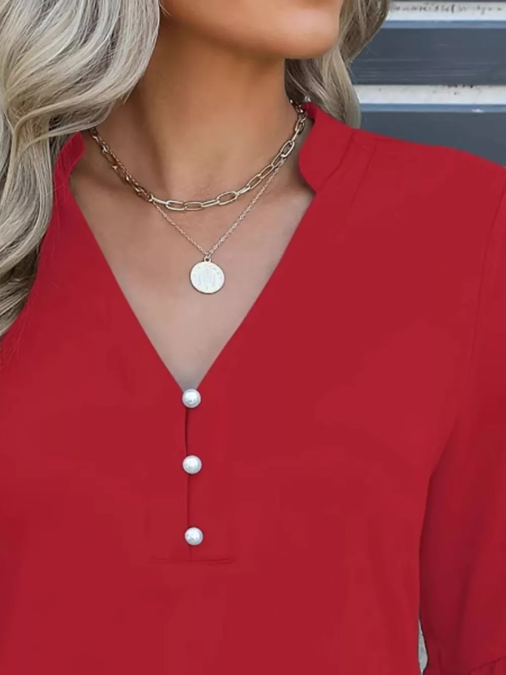 Full Size Notched Flounce Sleeve Blouse Plus Size, image 13
