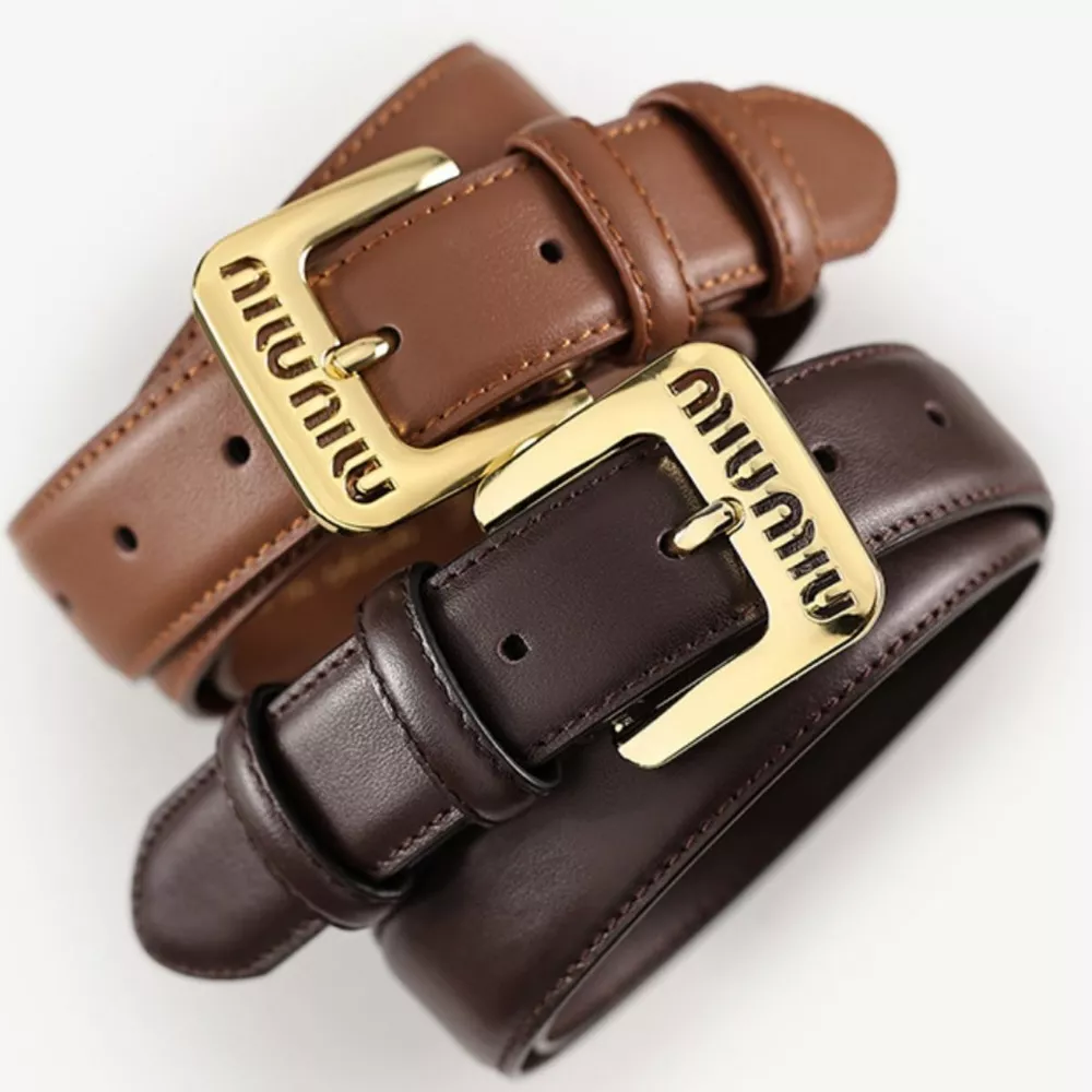 Golden Buckle Leather Belt, image 2