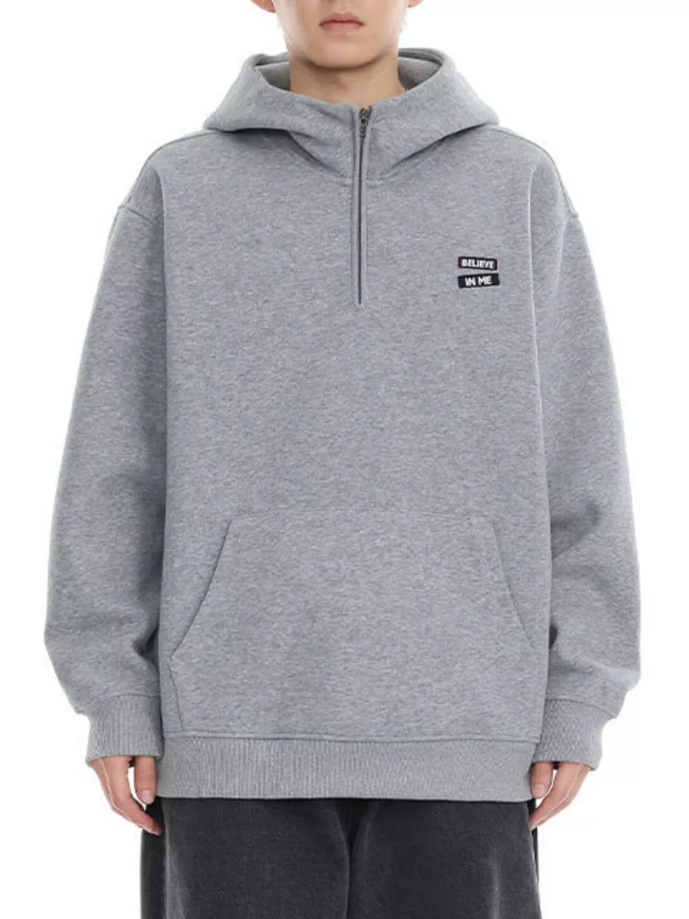 Men's Plus Size Quarter-Zip Long Sleeve Hoodie, image 2