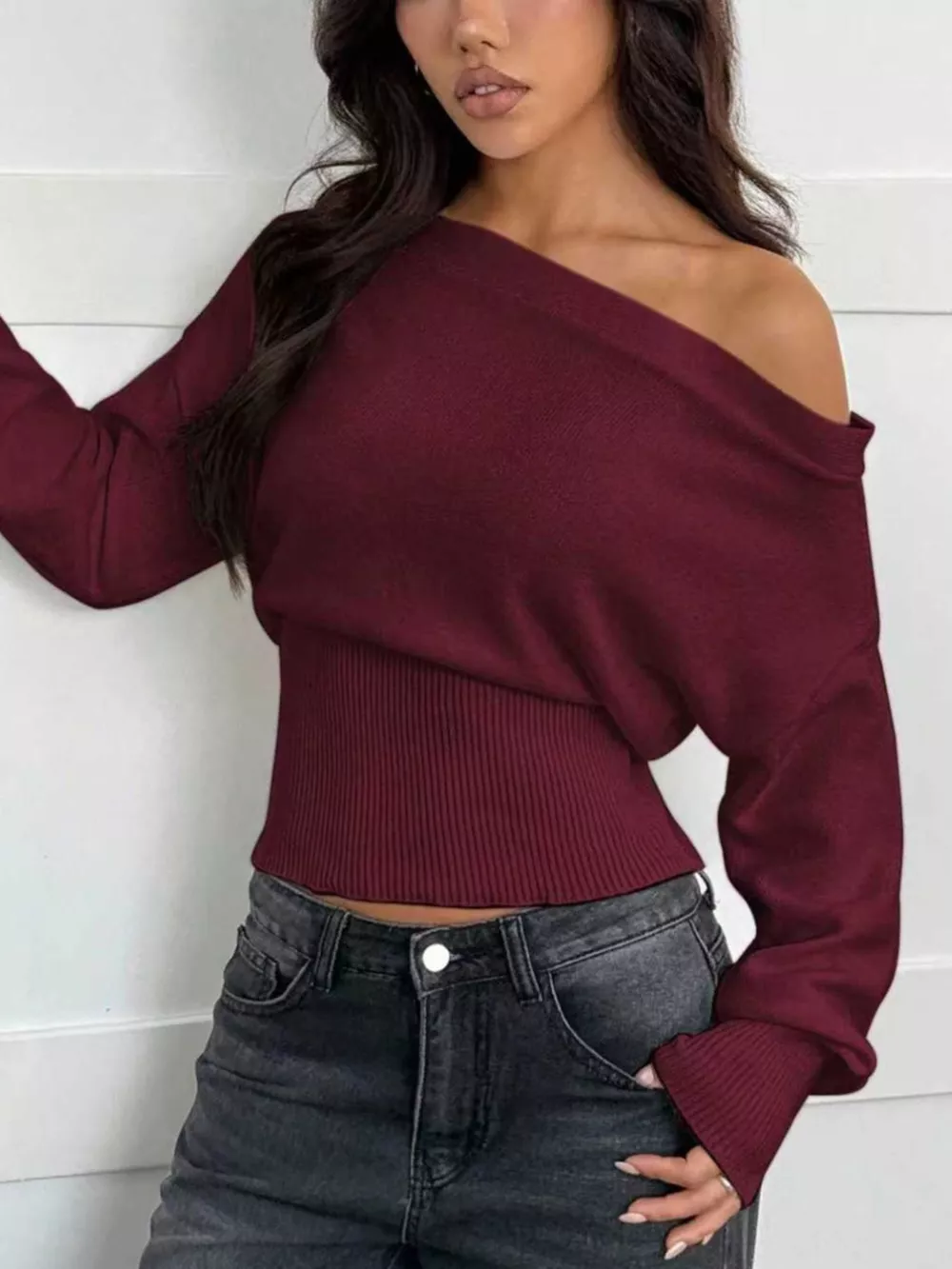 One Shoulder Cropped Sweater, image 16