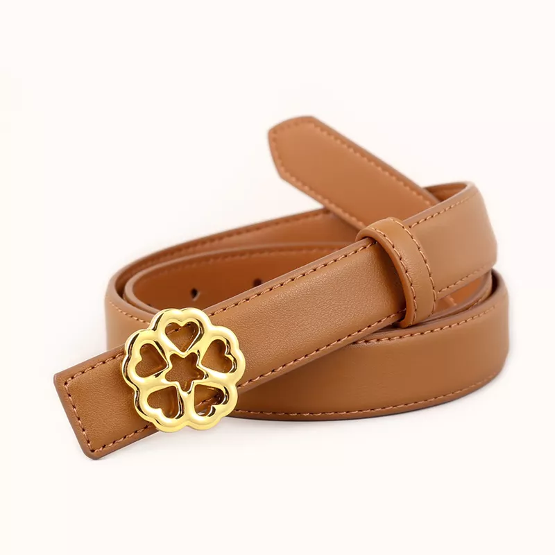 Floral Buckle Leather Belt, image 3