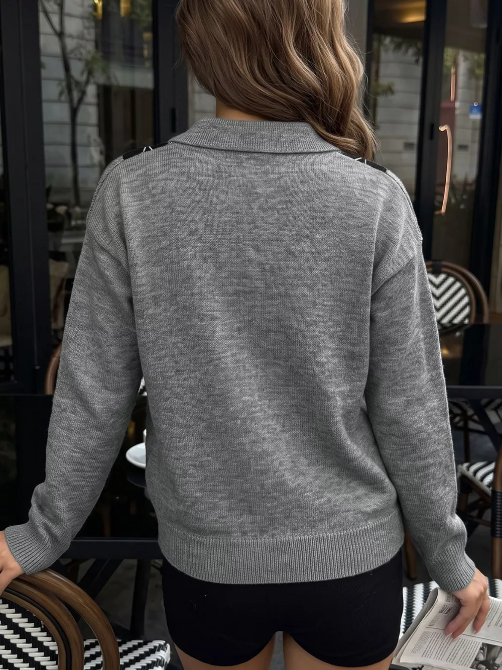 Argyle Patterned Polo Collar Sweater, image 6