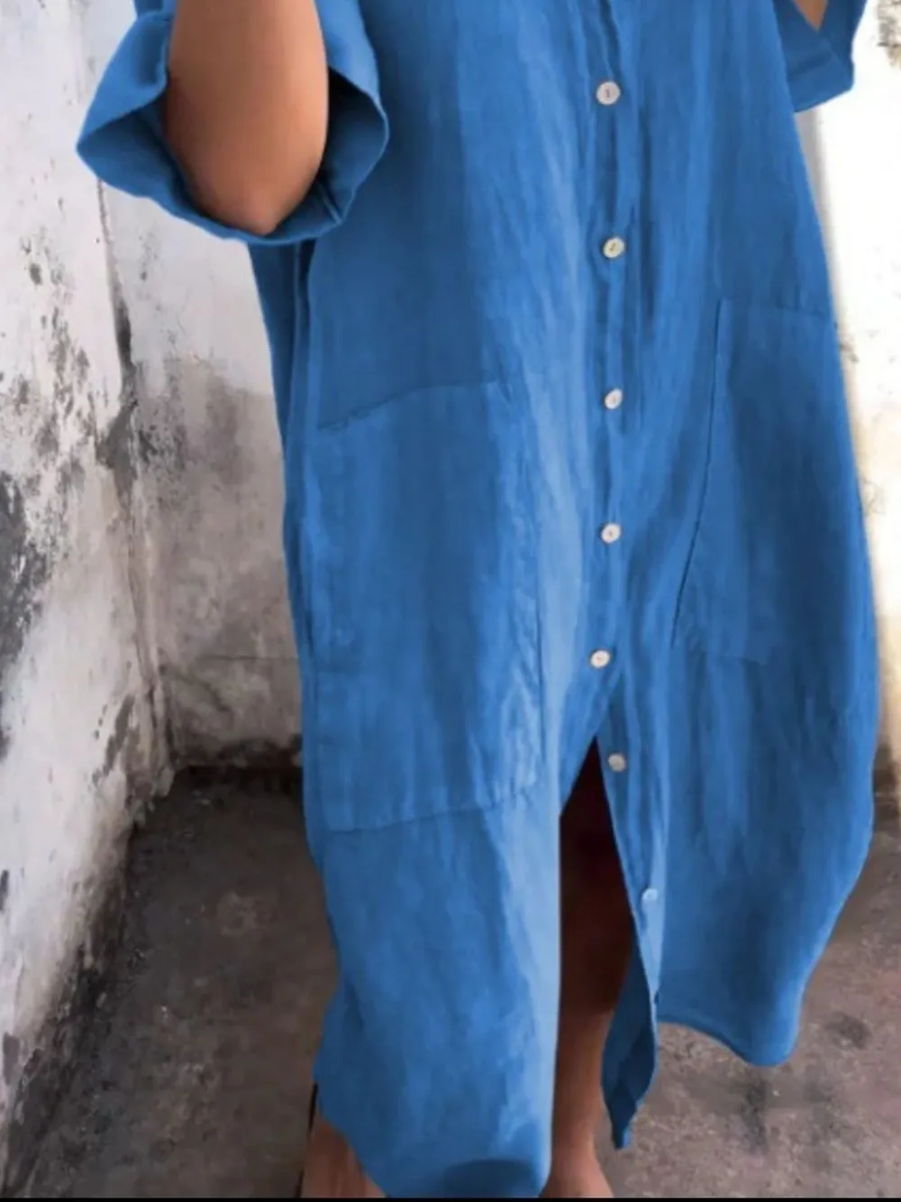 Full Size Casual Linen Button-Down Shirt Dress Plus Size, image 17