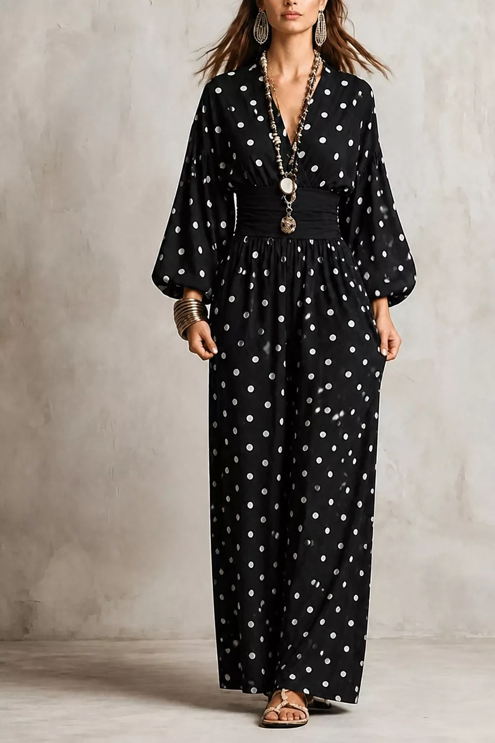 Polka Dot Wide-Leg Jumpsuit, image 6