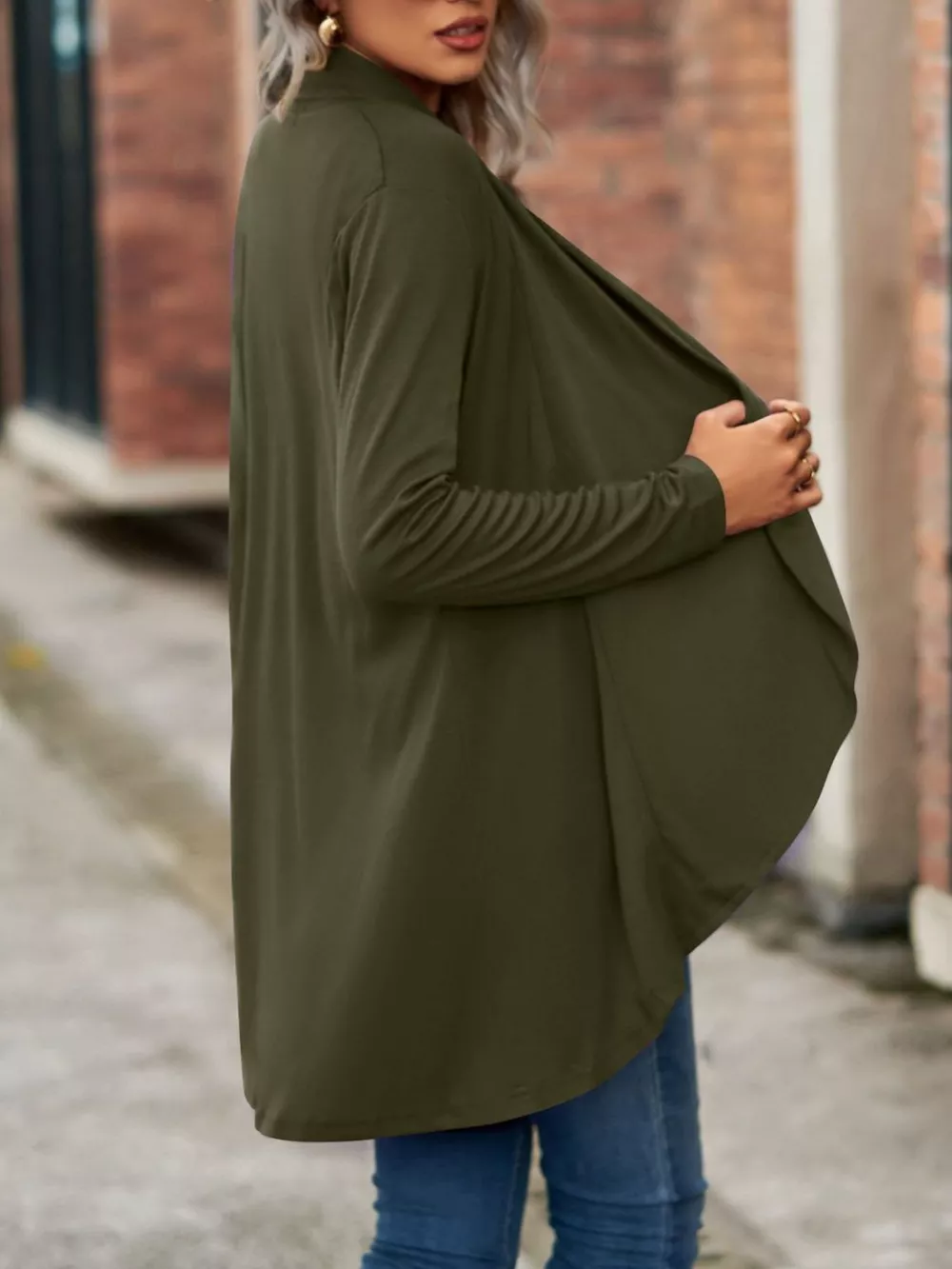 Open-Front Dropped Shoulder Cardigan, image 17