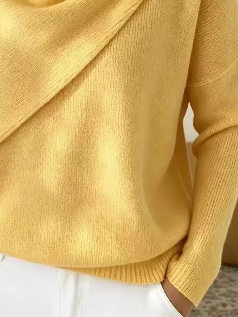 Full Size Solid Color Cowl Neck Sweater Plus Size, image 21
