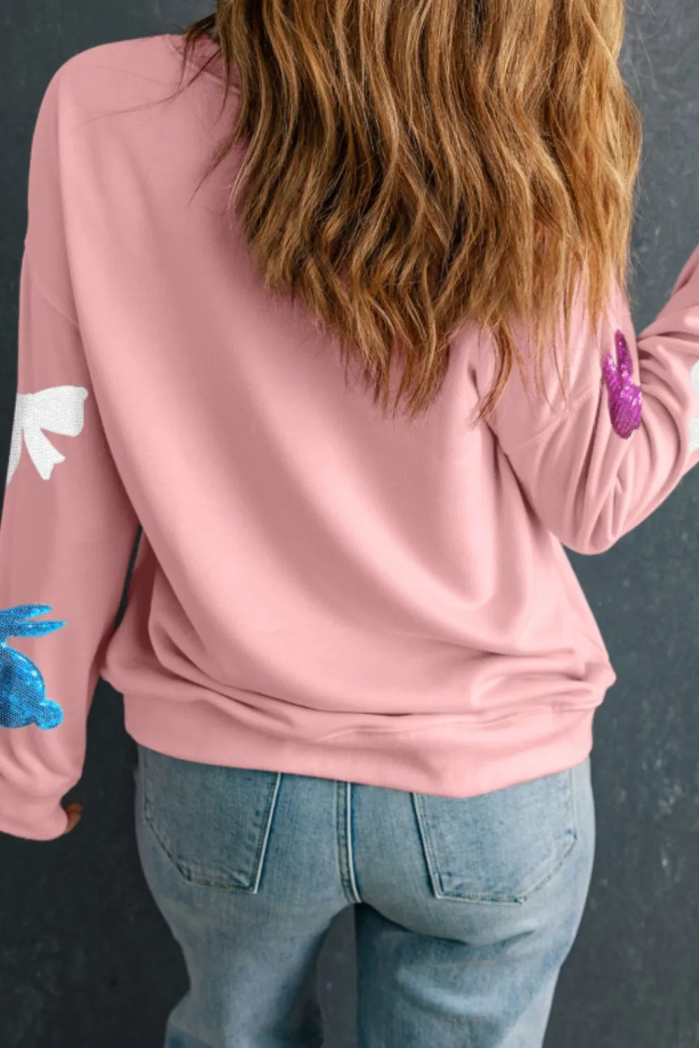 Easter Bunny Bow Knot Sequined Sweatshirt, image 4