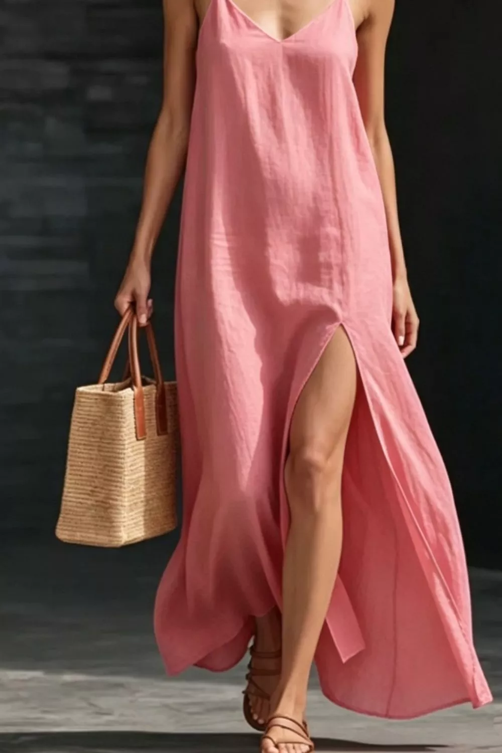 Slit V-Neck Maxi Dress, image 4