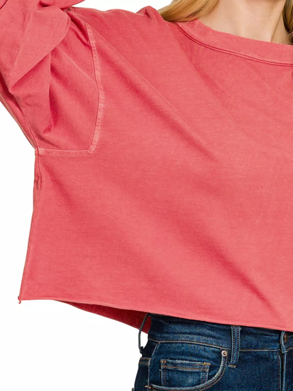 Pigment Dye Enzyme Washing Oversized Round-Neck T-Shirt, image 3