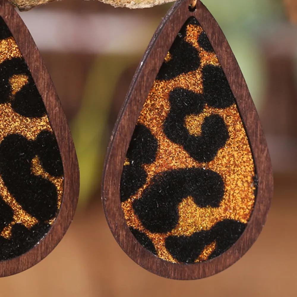 Sequin Wood Teardrop Earrings, image 8