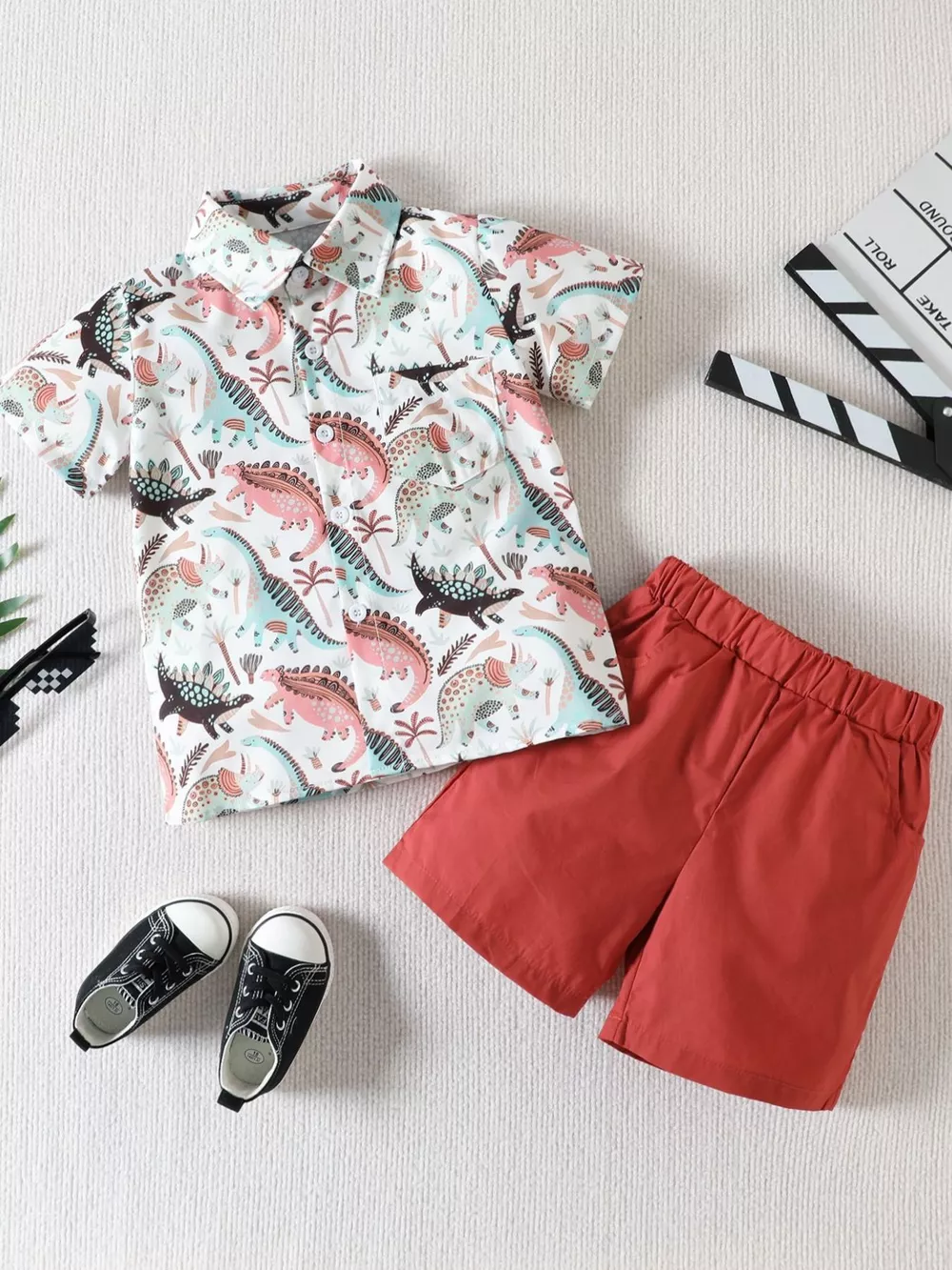 Children's Printed Shirt & Shorts Casual Set, image 2