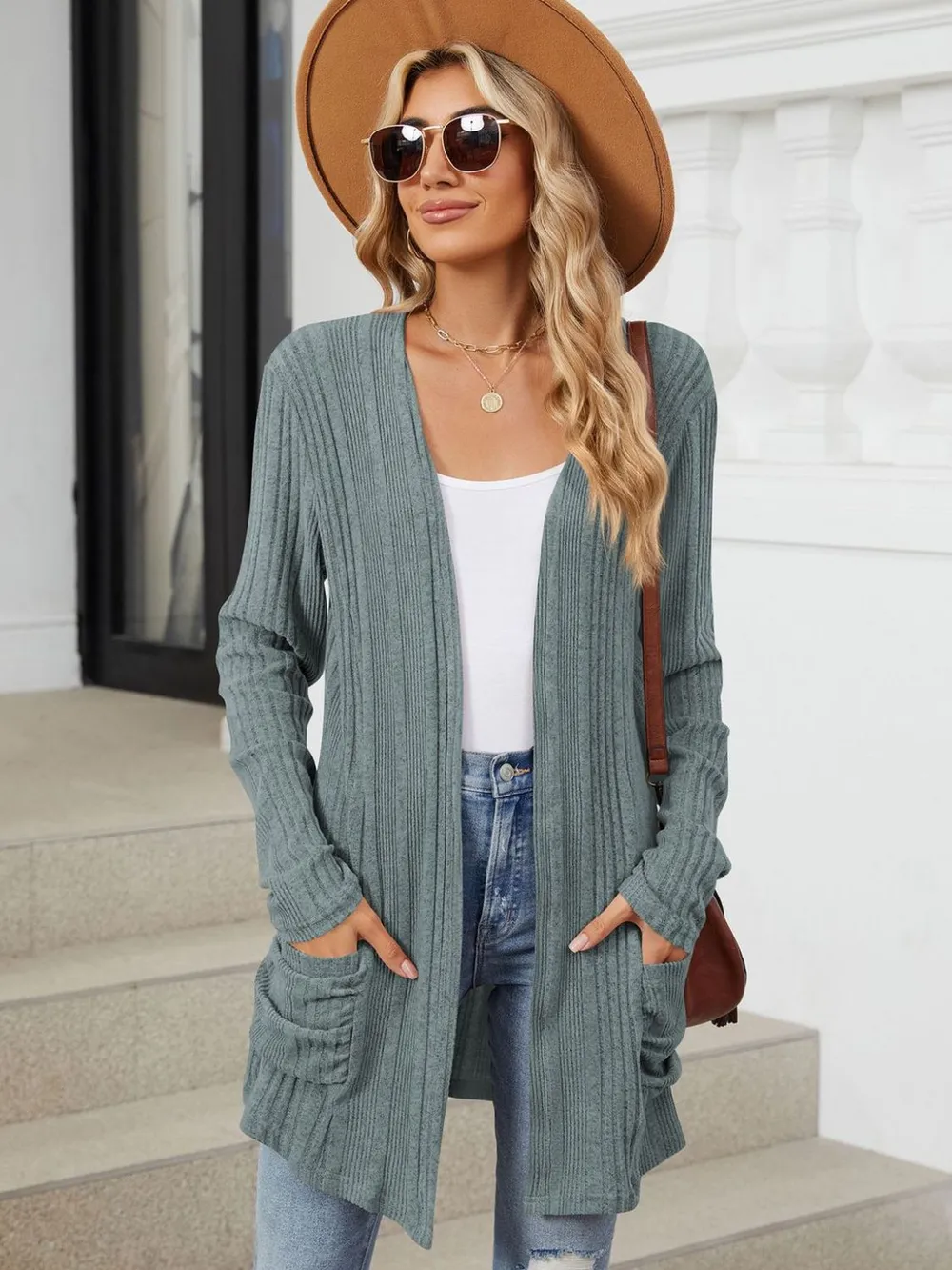 Pocketed Open Front Long Sleeve Cardigan, image 14