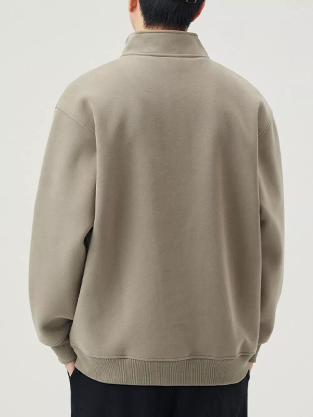 Men's Plus Size Button Detail Long Sleeve Sweatshirt, image 6