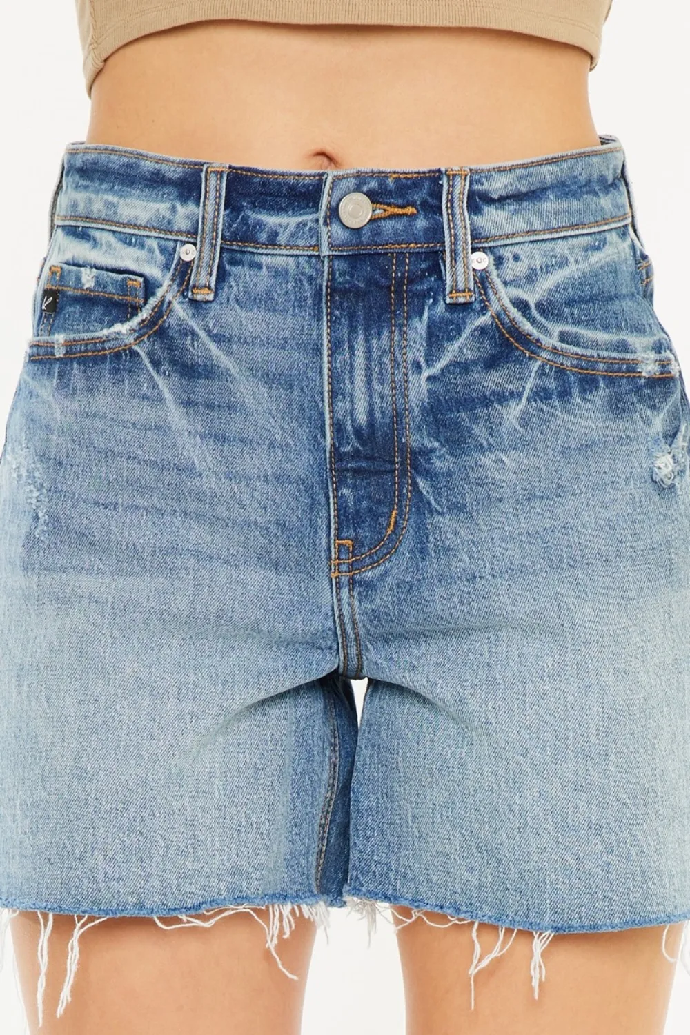 Full Size Raw Hem High Waist Denim Shorts, image 6